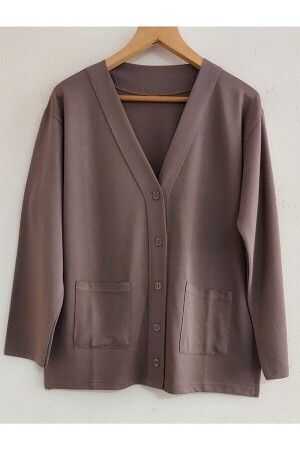 Damen-Cardigan aus gekämmter Baumwolle von Mother Season in Grau mit Taschen - 1