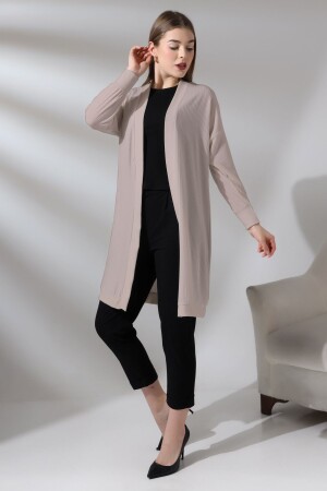 Damen-Cardigan aus weicher, strukturierter, gekämmter Baumwolle mit langen Ärmeln, flexibler, gekämmter Strickjacke und Hijab-Cardigan für Damen - 1