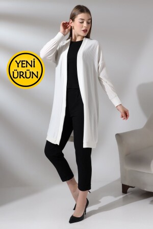 Damen-Cardigan aus weicher, strukturierter, gekämmter Baumwolle mit langen Ärmeln und flexiblen langen Ärmeln aus gekämmter Baumwolle und Hijab-Cardigan für Damen - 1