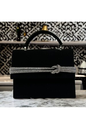 Damen Chain Row Stone Detaillierte Wildleder Stilvolle Cross-Shoulder-Handtasche Abendtasche / Umhängetasche 17 cm x 13 cm - Fundays