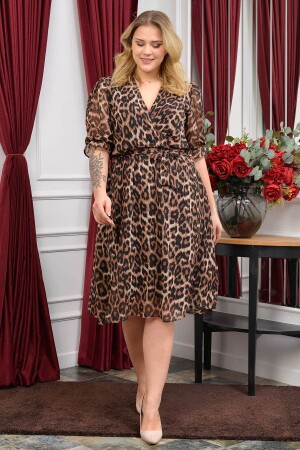 Damen-Chiffonkleid mit Leopardenmuster der neuen Saison in Übergröße Ry80622 - 1