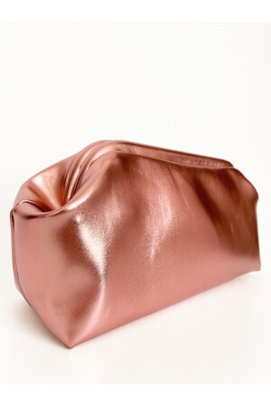 Damen-Clutch-Handtasche aus glänzendem strukturiertem Leder in Rosa HYBPRL01 - 3