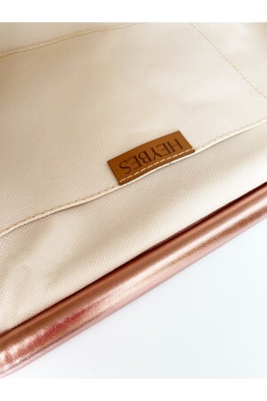 Damen-Clutch-Handtasche aus glänzendem strukturiertem Leder in Rosa HYBPRL01 - 5