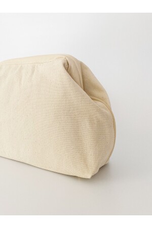 Damen-Clutch-Handtasche aus Leinen mit cremefarbenem Besatz HYBBYL01 - 2