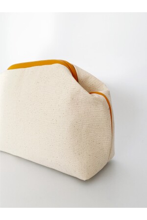 Damen-Clutch-Handtasche aus Leinen mit Paspelierung in Gelb HYBBYL01 - 3