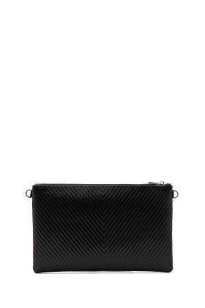 Damen-Clutch in Schwarz mit langem Kettenriemen und metallischem Riemen - 6