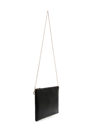 Damen-Clutch in Schwarz mit langem Kettenriemen und metallischem Riemen - 8