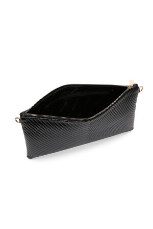 Damen-Clutch in Schwarz mit langem Kettenriemen und metallischem Riemen - 10