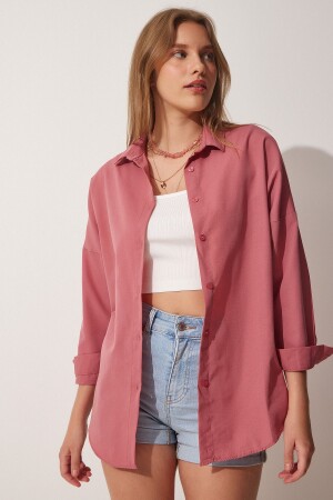 Damen-Dark Rose Oversize-Lang-Basic-Shirt DD00842 - 1