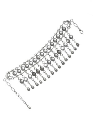 Damen-Fußkettchen mit antiker versilberter Kette, Modell Multi Charm - 5