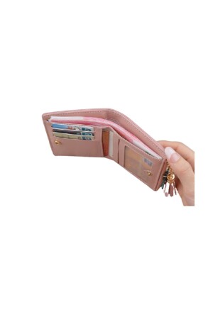 Damen-Geldbörse mit Kartenetui aus rosafarbenem Leder 123Carteriameldepembe - 4