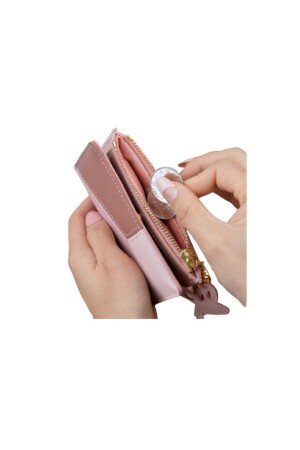 Damen-Geldbörse mit Kartenetui aus rosafarbenem Leder 123Carteriameldepembe - 5