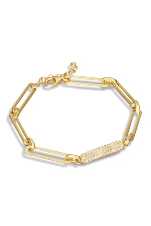 Damen-Goldkettenarmband mit Diamantstein (925 A).18 A AUF SILBER. GOLD)- Jadira - 2