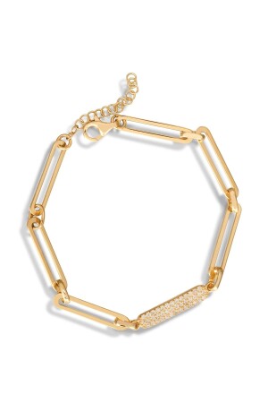 Damen-Goldkettenarmband mit Diamantstein (925 A).18 A AUF SILBER. GOLD)- Jadira - 4