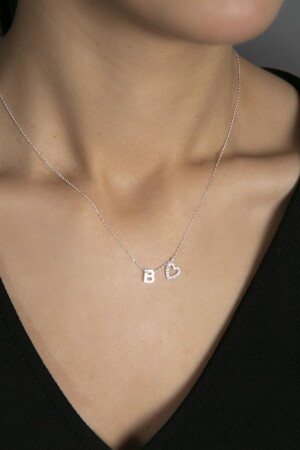Damen-Halskette aus 925er-Sterlingsilber mit Buchstaben-Herz-Motiv ELKSLVR7452 - 2