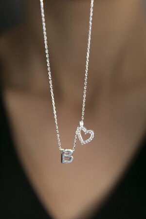 Damen-Halskette aus 925er-Sterlingsilber mit Buchstaben-Herz-Motiv ELKSLVR7452 - 5