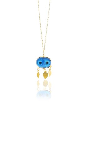 Damen-Halskette mit assyrischen Evil-Eye-Perlen in Silber und Goldfarbe SGTL9677GOLD - 2