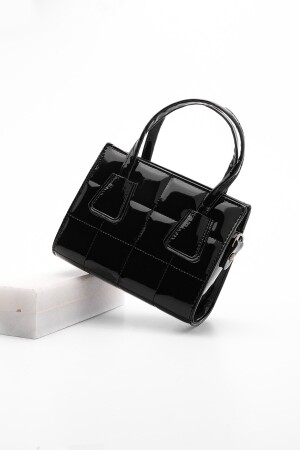 Damen-Hand- und Umhängetasche, gesteppte Umhängetasche, Minla, schwarzes Lackleder 32110258159 - 1