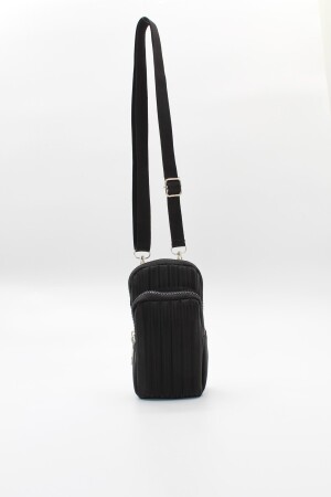 Damen-Handytasche mit zwei Ösenriemen in Schwarz - 4