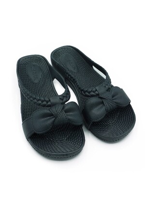 Damen-Hausschuhe mit rutschfester Sohle, Badezimmer, Balkon, Strand, Straße, Anthrazit-Grau - Kaşgar