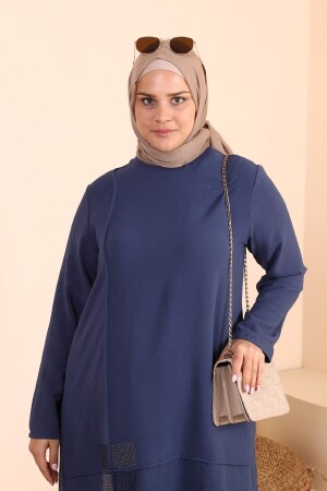 Damen-Hijab-Anzug, große Größe, 2-teiliger Anzug, Hijab-Kombination, Marineblau - 4