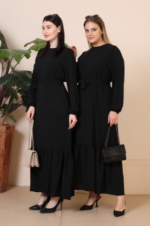 Damen-Hijab-Kleid in großen Größen, Viskose, plissiert, Schwarz 8414sevimG2 - 4