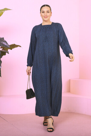 Damen Hijab-Kleid Mutter Plus Size Kleid Maxi Blau 8408s4sevimG2 - 1