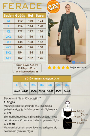 Damen Hijab-Kleid Mutter Plus Size Kleid Maxi Blau 8408s4sevimG2 - 2