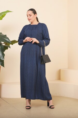 Damen Hijab-Kleid Mutter Plus Size Kleid Maxi Blau 8408s4sevimG2 - 4