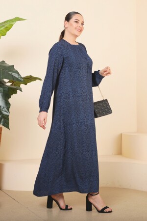 Damen Hijab-Kleid Mutter Plus Size Kleid Maxi Blau 8408s4sevimG2 - 5