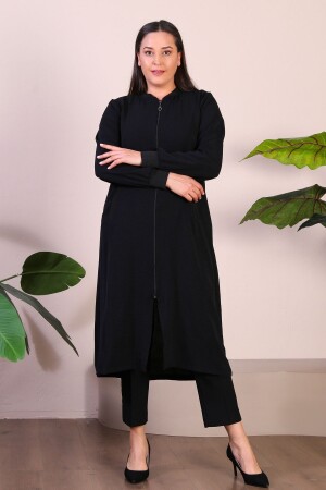 Damen-Hijab-Kleidung, große Größe, saisonale Wear-and-Go-Kappe, Schwarz - 1