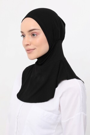 Damen-Hijab mit praktischem Halskragen – Sporthaube – Schwarz - 5