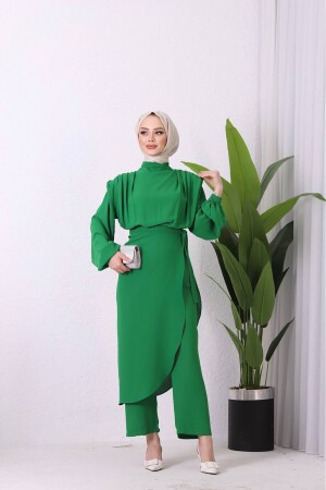 Damen-Hijab-Overall mit importiertem Stoffrock SMS011 – Grün - 1
