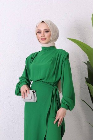 Damen-Hijab-Overall mit importiertem Stoffrock SMS011 – Grün - 2