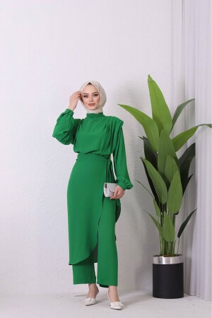 Damen-Hijab-Overall mit importiertem Stoffrock SMS011 – Grün - 3