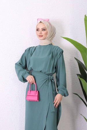 Damen-Hijab-Overall mit importiertem Stoffrock SMS011 – Mint - 2