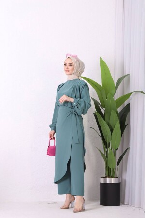 Damen-Hijab-Overall mit importiertem Stoffrock SMS011 – Mint - 3