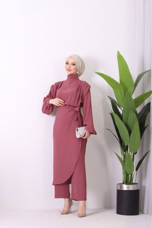 Damen-Hijab-Overall mit Rock aus importiertem Stoff SMS011 – Dusty Rose - 2