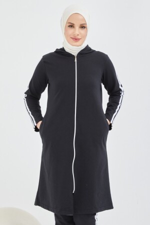 Damen-Hijab-Trainingsanzug-Set mit schwarzem Frontreißverschluss Trn1018 TRN1018 Y - 2