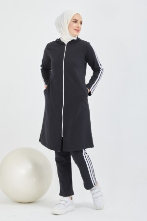 Damen-Hijab-Trainingsanzug-Set mit schwarzem Frontreißverschluss Trn1018 TRN1018 Y - 3