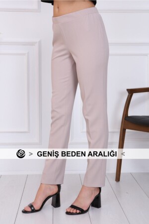 Damen-Hose in Übergröße mit elastischem Bund, Beige - 1