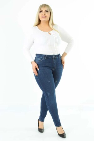 Damen-Jeans mit hoher Taille, Skinny-Fit, Übergröße, Denim-Hosec597 - 1