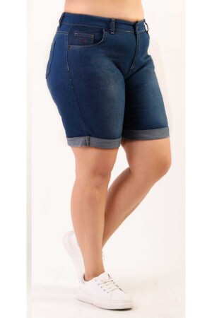 Damen-Jeansshorts mit doppeltem Bein in Übergröße - 1