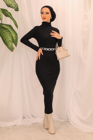 Damen-Kleid mit halbem Rollkragen, Bleistiftmodell, Camisole-Stoffkleid, Hijab, geeignete Länge 135 cm, ohne Gürtel 539329-75522KFR2937 - 6