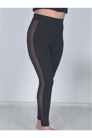 Damen-Leggings mit seitlichem Tülldetail - 1