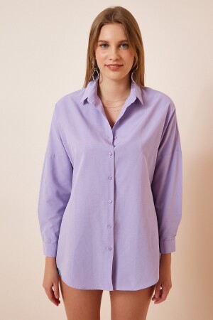 Damen-Lila-Oversize-Lang-Basic-Shirt DD00842 - 3