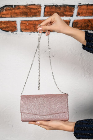 Damen-Mini-Box-Schulter-Abendtasche in rosa, silbrig-sandfarben - 5