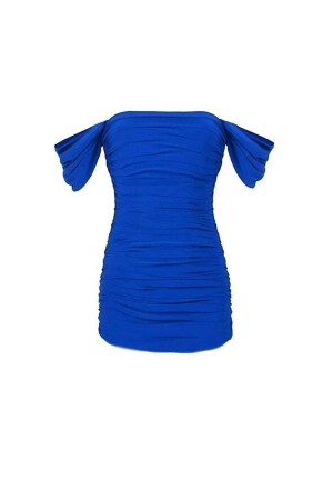 Damen-Minikleid von Saks in Blau mit Drapierung und Raffung - 1