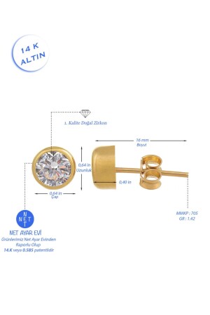 Damen-Ohrring mit einem Stein, 14 Karat Gold - 4