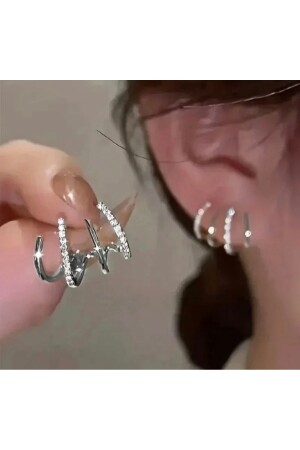 Damen-Ohrringe aus Silber mit mehreren Zirkonsteinen - 1